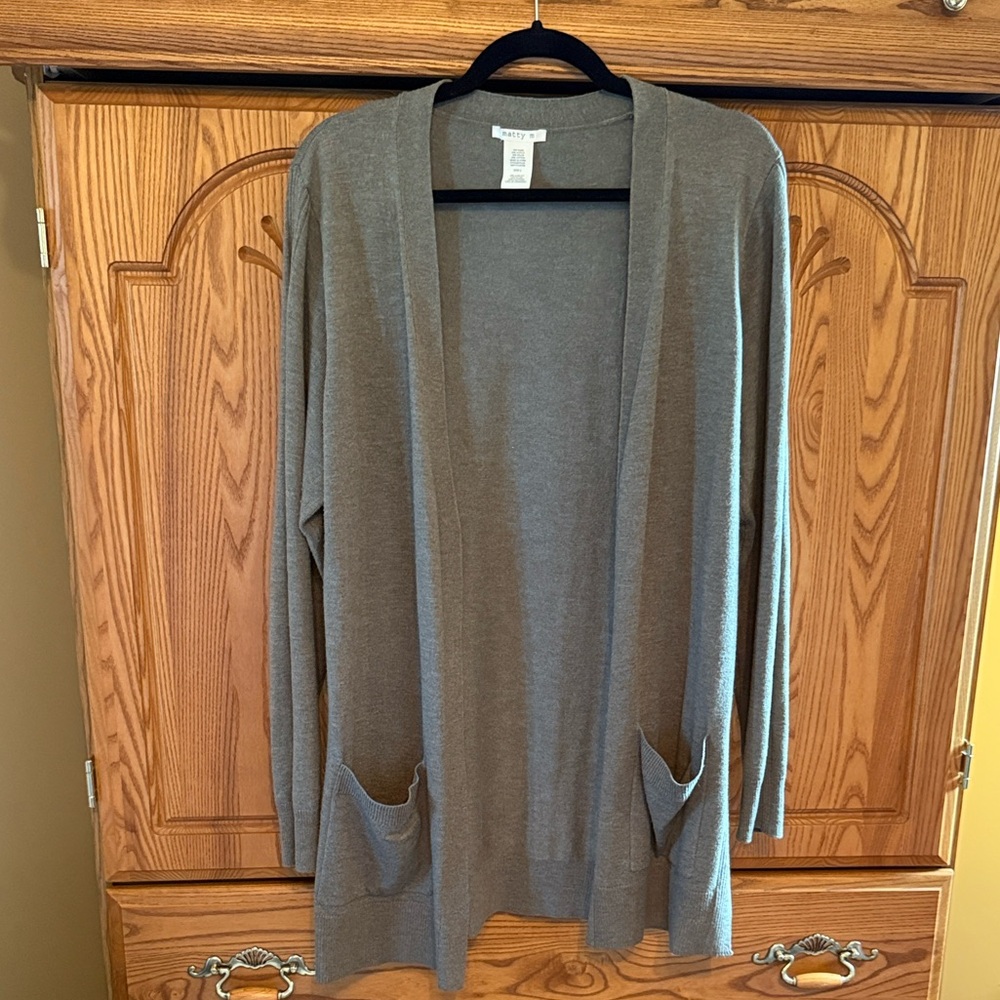 Matty M Women's Open Front Charcoal Cardigan